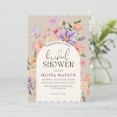 ボホシックワイルドフラワーズ蝶ブライダルシャワー 招待状 (スタンド正面)