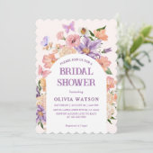 ボホシックワイルドフラワーズ蝶ブライダルシャワー 招待状 (スタンド正面)
