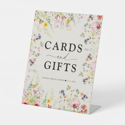 ボホシックワイルドフラワーブライダルシャワーサイン 台座サイン (正面)