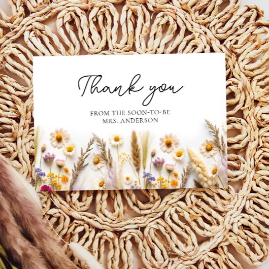 ボホシックワイルドフラワーブライダルシャワーサンキューユナイテッド カード