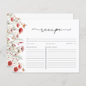 ボホシックワイルドフラワーブライダルシャワーレシピカード (正面/裏面)