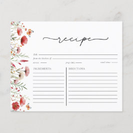 ボホシックワイルドフラワーブライダルシャワーレシピカード