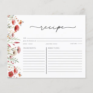 ボホシックワイルドフラワーブライダルシャワーレシピカード