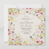 ボホシックワイルドフラワーブライダルシャワー 招待状 (正面)