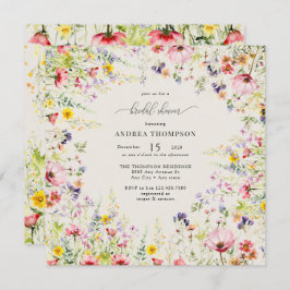 ボホシックワイルドフラワーブライダルシャワー 招待状