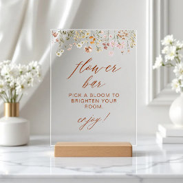 ボホシックワイルドフラワーベビーシャワーフラワーバー アクリルサイン
