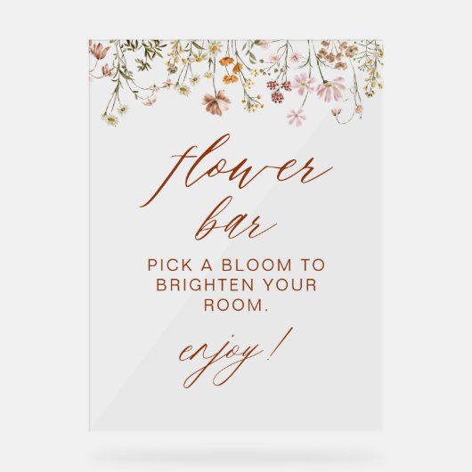 ボホシックワイルドフラワーベビーシャワーフラワーバー アクリルサイン (正面)