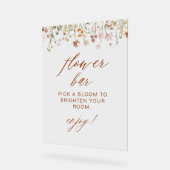 ボホシックワイルドフラワーベビーシャワーフラワーバー アクリルサイン (傾斜)