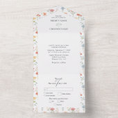 ボホシックワイルドフラワーモダンフローラ結婚ズ オールインワン招待状 (内側)