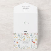 ボホシックワイルドフラワーモダンフローラ結婚ズ オールインワン招待状 (外側)