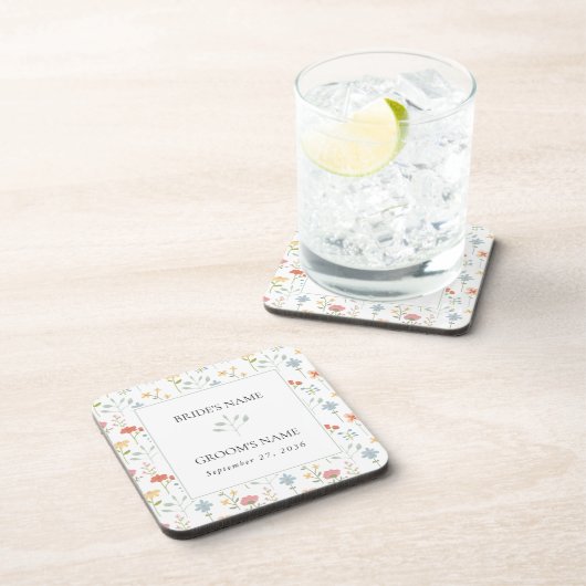 ボホシックワイルドフラワーモダンフローラ結婚ズ コースター (右側)
