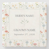 ボホシックワイルドフラワーモダンフローラ結婚ズ ストーンコースター (正面)