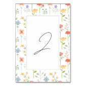 ボホシックワイルドフラワーモダンフローラ結婚ズ テーブルナンバー (裏面)