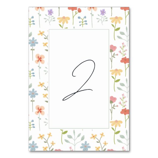 ボホシックワイルドフラワーモダンフローラ結婚ズ テーブルナンバー (正面)