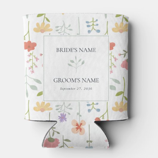 ボホシックワイルドフラワーモダンフローラ結婚式の引き出物 缶クーラー (裏面)