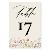 ボホシックワイルドフラワーモダン結婚ズ テーブルナンバー (裏面)