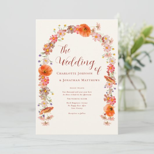 ボホシックワイルドフラワー秋の結婚式 招待状 (スタンド正面)