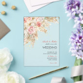 ボホシックワイルドフラワー秋素朴フローラ結婚ズ アクリル招待状 (インサイチュ (ウェディング))