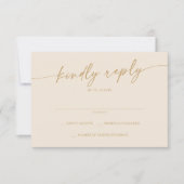 ボホシックヴィンテージシンプル金ゴールド結婚ズ 出欠カード (正面)