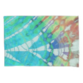 ボホシックヴィンテージティール(緑がかった色)ブラウンビーチろうけつ染め絞り染め 枕カバー (正面)