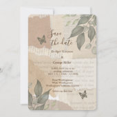 ボホシックヴィンテージ結婚の緑の日の安全 招待状 (正面)
