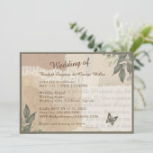 ボホシックヴィンテージ緑結婚草 招待状 (スタンド正面)