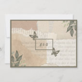 ボホシックヴィンテージ緑結婚草 招待状 (裏面)