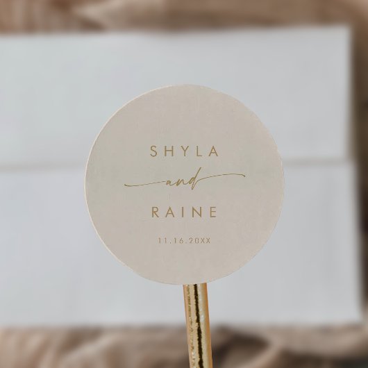 ボホシックヴィンテージ金ゴールド名封筒用シール ラウンドシール