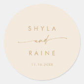 ボホシックヴィンテージ金ゴールド名封筒用シール ラウンドシール (正面)