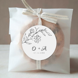 ボホシック優雅なウェディングモノグラム封筒用シール ラウンドシール