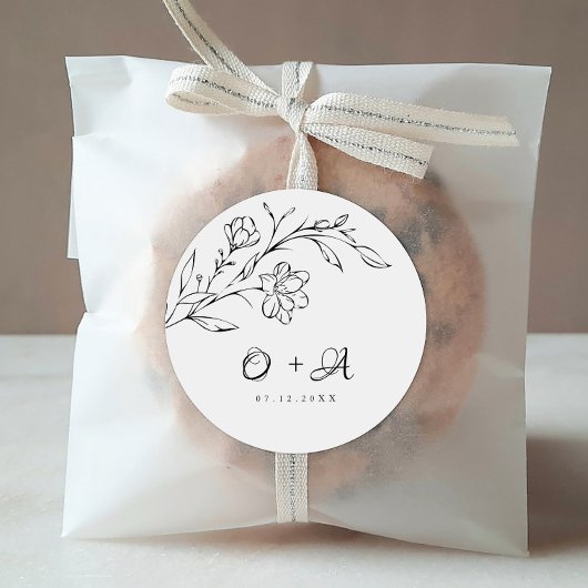 ボホシック優雅なウェディングモノグラム封筒用シール ラウンドシール