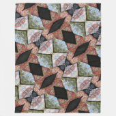 ボホシック刺繍パッチワーク模様 フリースブランケット (正面)