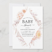 ボホシック埃っぽいピンクの砂漠の赤ちゃんシャワー 招待状 (正面)