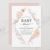 ボホシック埃っぽいピンクの砂漠の赤ちゃんシャワー 招待状 (正面/裏面)