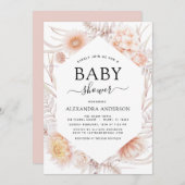 ボホシック埃っぽいピンクの砂漠の赤ちゃんシャワー 招待状 (正面/裏面)
