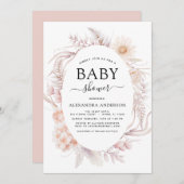 ボホシック埃っぽいピンク砂漠ベビーブシャワー招待状 招待状 (正面/裏面)