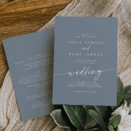 ボホシック埃っぽいブルーフロントとバック結婚ズ 招待状