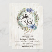 ボホシック多肉性ユーカリ婚約パーティ 招待状 (正面/裏面)