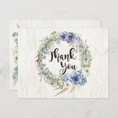 ボホシック多肉性ユーカリ素朴サンキュー サンキューカード (正面/裏面)