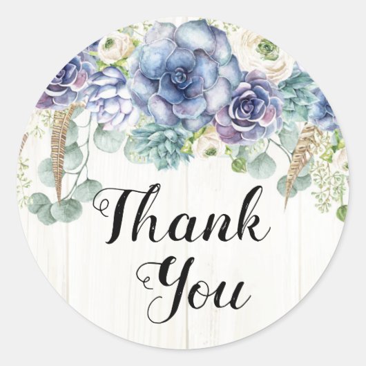 ボホシック多肉性ユーカリ素朴結婚ス ラウンドシール (正面)