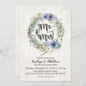 ボホシック多肉種ユーカリ素朴結婚ズ 招待状 (正面/裏面)