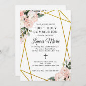 ボホシック幾何学花模様ファーストホーリーコミュニオン 招待状 (正面/裏面)