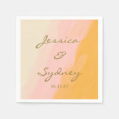 ボホシック抽象芸術ウォーターカラーピンクイエロー結婚ズ スタンダードカクテルナプキン (正面)