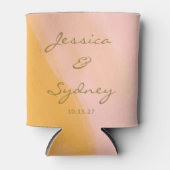 ボホシック抽象芸術ウォーターカラーピンクイエロー結婚ズ 缶クーラー (正面)