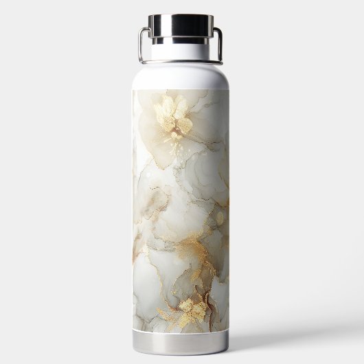 ボホシック抽象芸術金ゴールド水彩大理石 ウォーターボトル (背面)