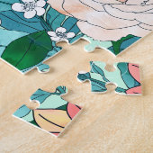 ボホシック春ガーデンフラワーズイラストレーション ジグソーパズル (側面)