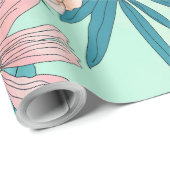 ボホシック春ガーデンフラワーズイラストレーション ラッピングペーパー (ロールコーナー)