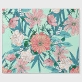 ボホシック春ガーデンフラワーズイラストレーション ラッピングペーパー (フラット)