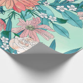 ボホシック春ガーデンフラワーズイラストレーション ラッピングペーパー (角)