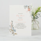 ボホシック春コーラルピンクフローラベビーシャワー 招待状 (スタンド正面)